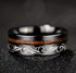 Men 8mm Tungsten Ring Koa Wood Inlay with Laser Pattern Comfort-Fit Wedding Band